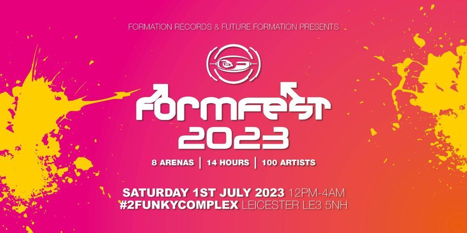 FORMFEST FESTIVAL 2023-8 arena  14 hours .100 Artist - GROOVERIDER\/SUBZERO\/CHIMPO\/KENNY KEN\/DJSS\/H\/