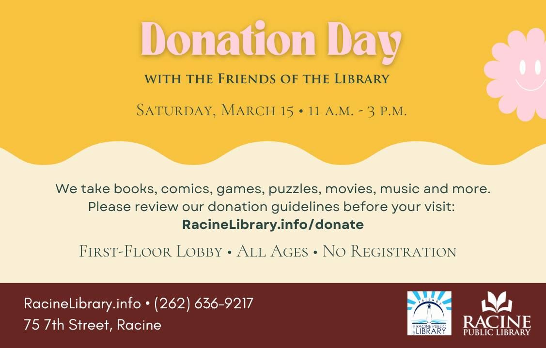 Donation Day with the Friends of the Racine Public Library