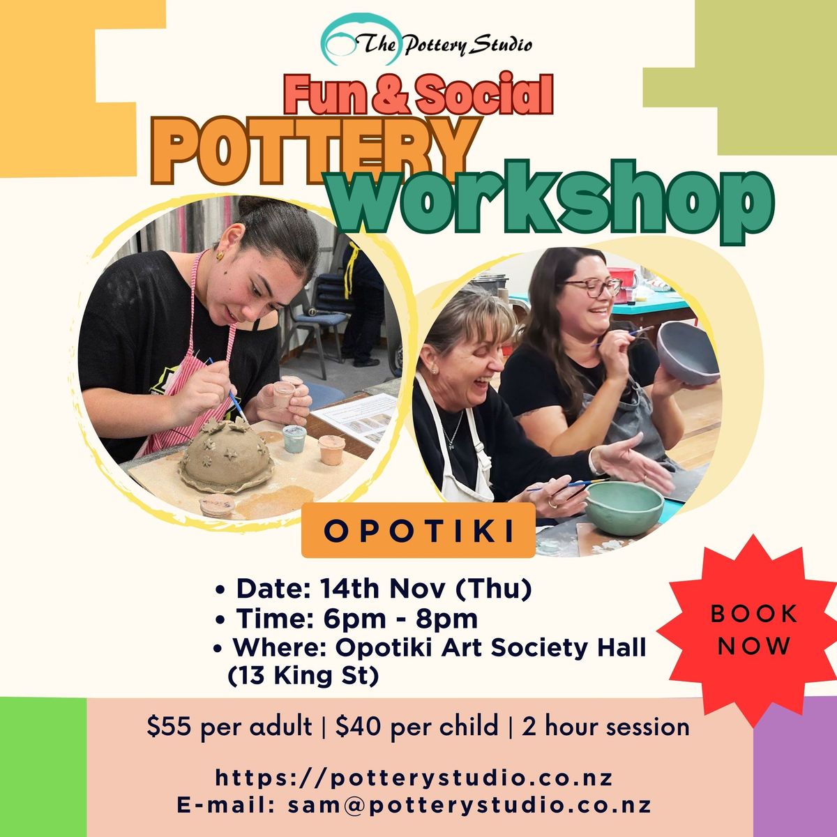 Fun Night Out: POTTERY Workshop - OPOTIKI