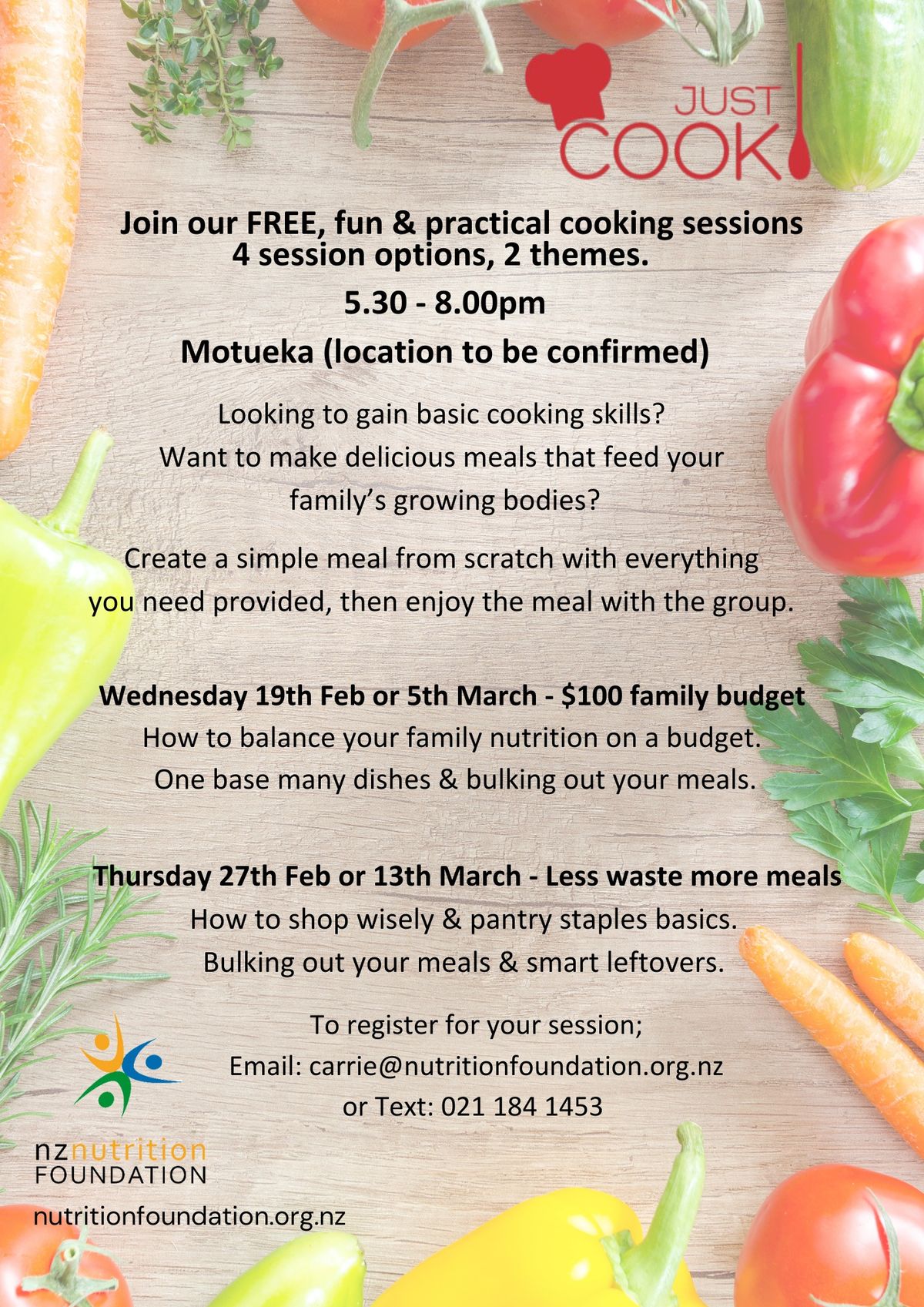 JUST COOK - Free Practical Cooking Sessions - More meals less waste