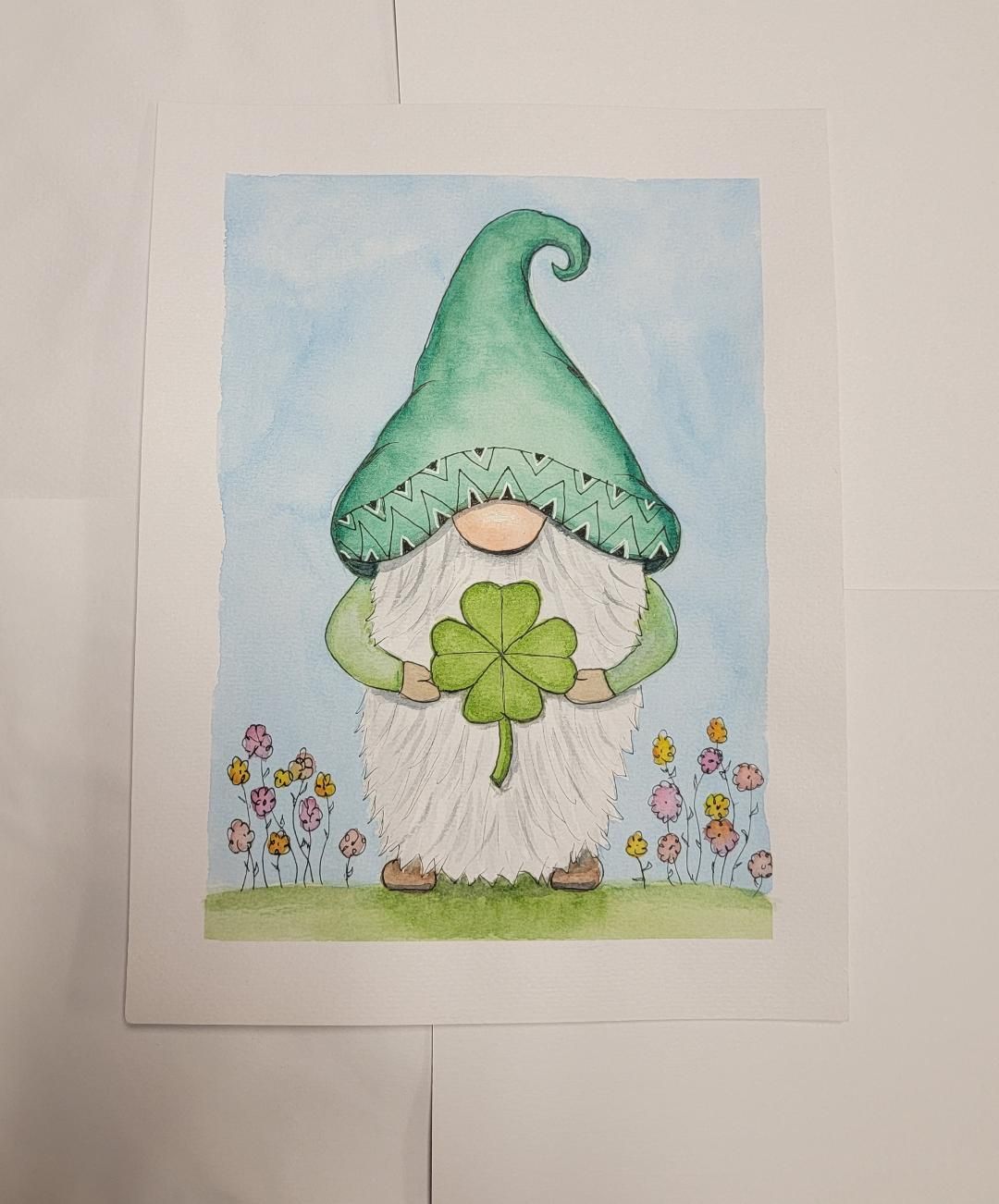 Lucky The Gnome Water color Painting