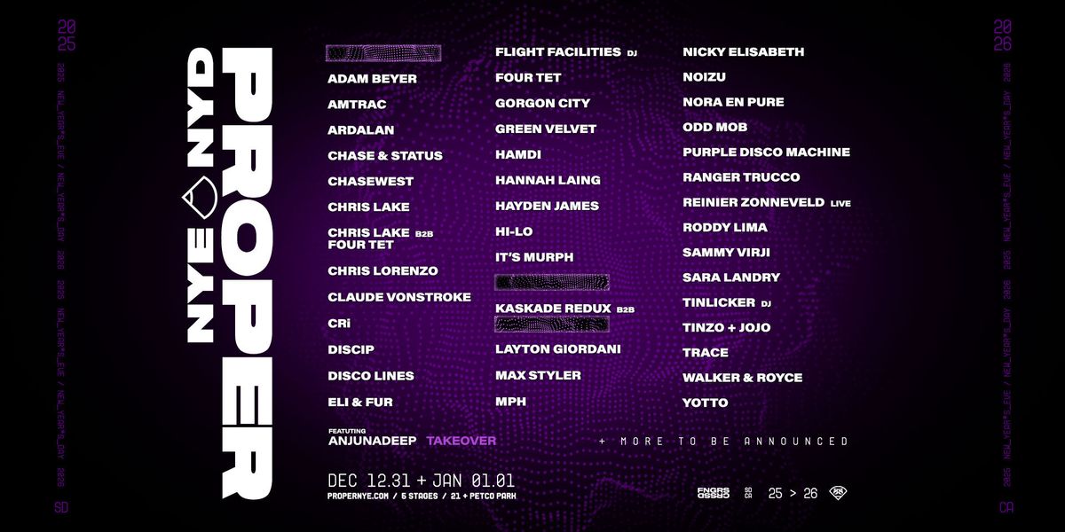 Parking Proper NYE\/NYD (21+) - Wednesday - with Gorgon City, Disco Lines, Purple Disco Machine, and more