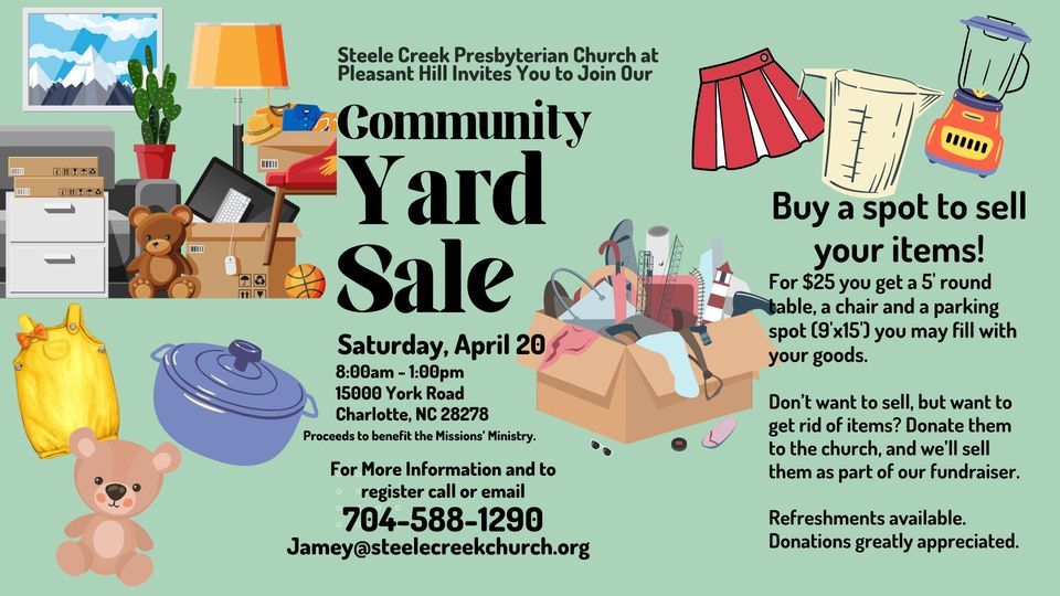COMMUNITY YARD SALE!  Get your spot today!
