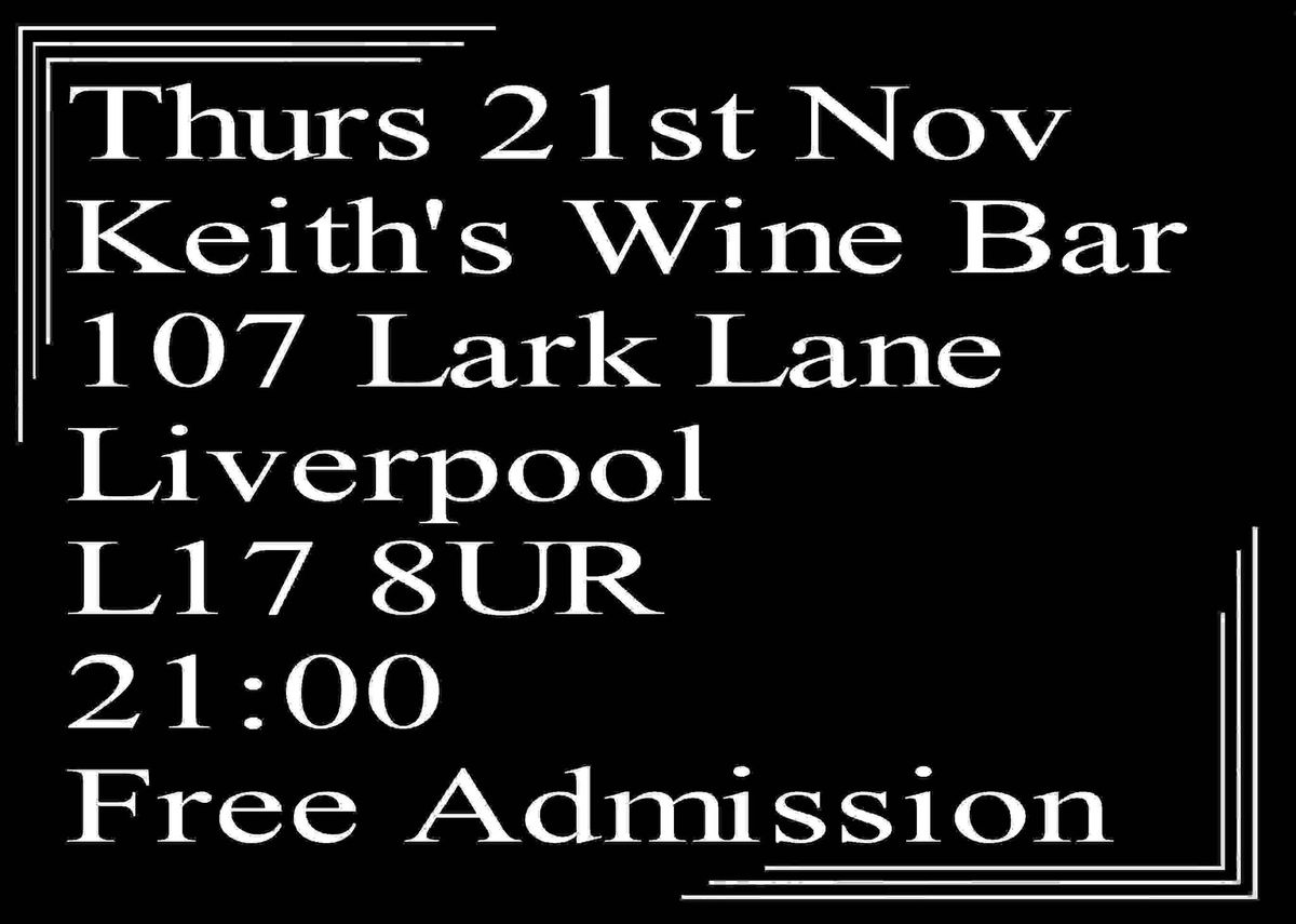 Speakeasy Bootleg Band at Keith's Wine Bar Thurs 21st Nov 9PM & 3rd Thurs every month