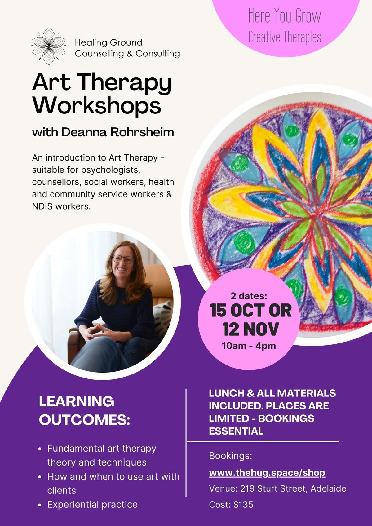 Art Therapy Workshop - An Introduction - 15 Oct or 12 Nov