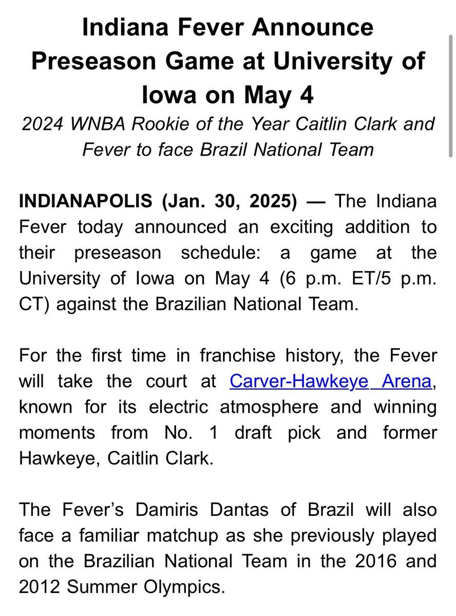 WNBA Preseason: Indiana Fever vs. Brazilian National Team