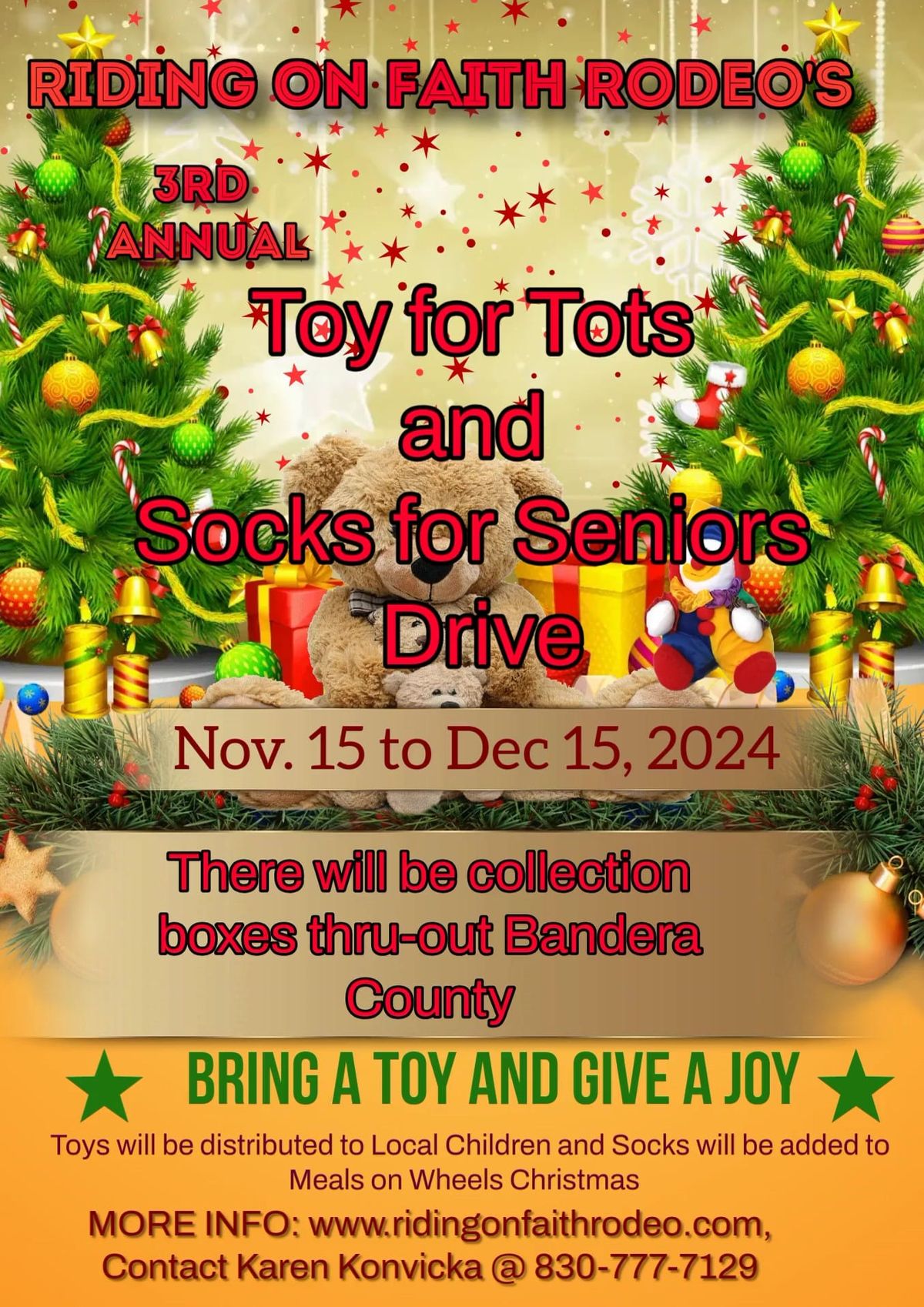 Riding on Faith Rodeo Toys for Tots and Socks for Seniors Drive 