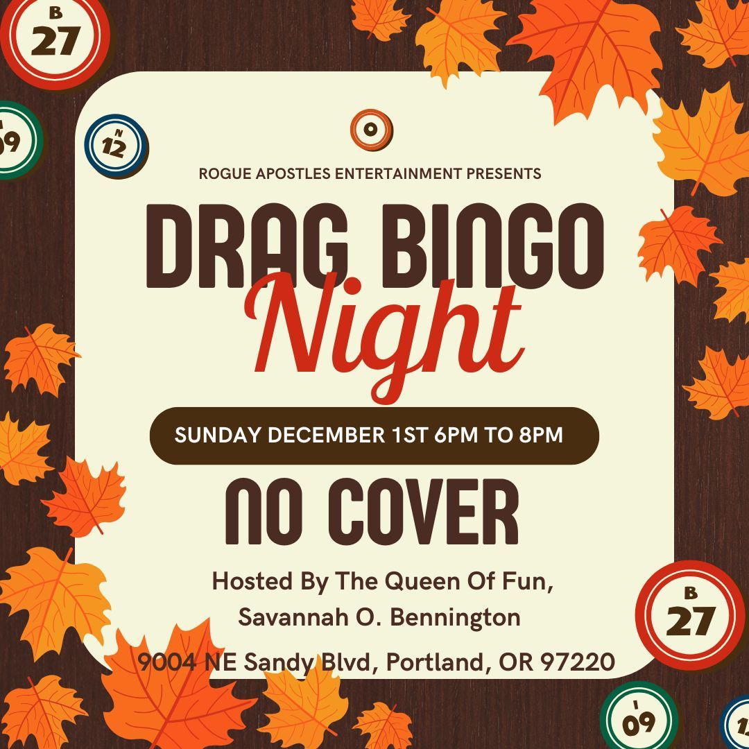 Drag BINGO Night At Escape Bar and Grill Dec 2024