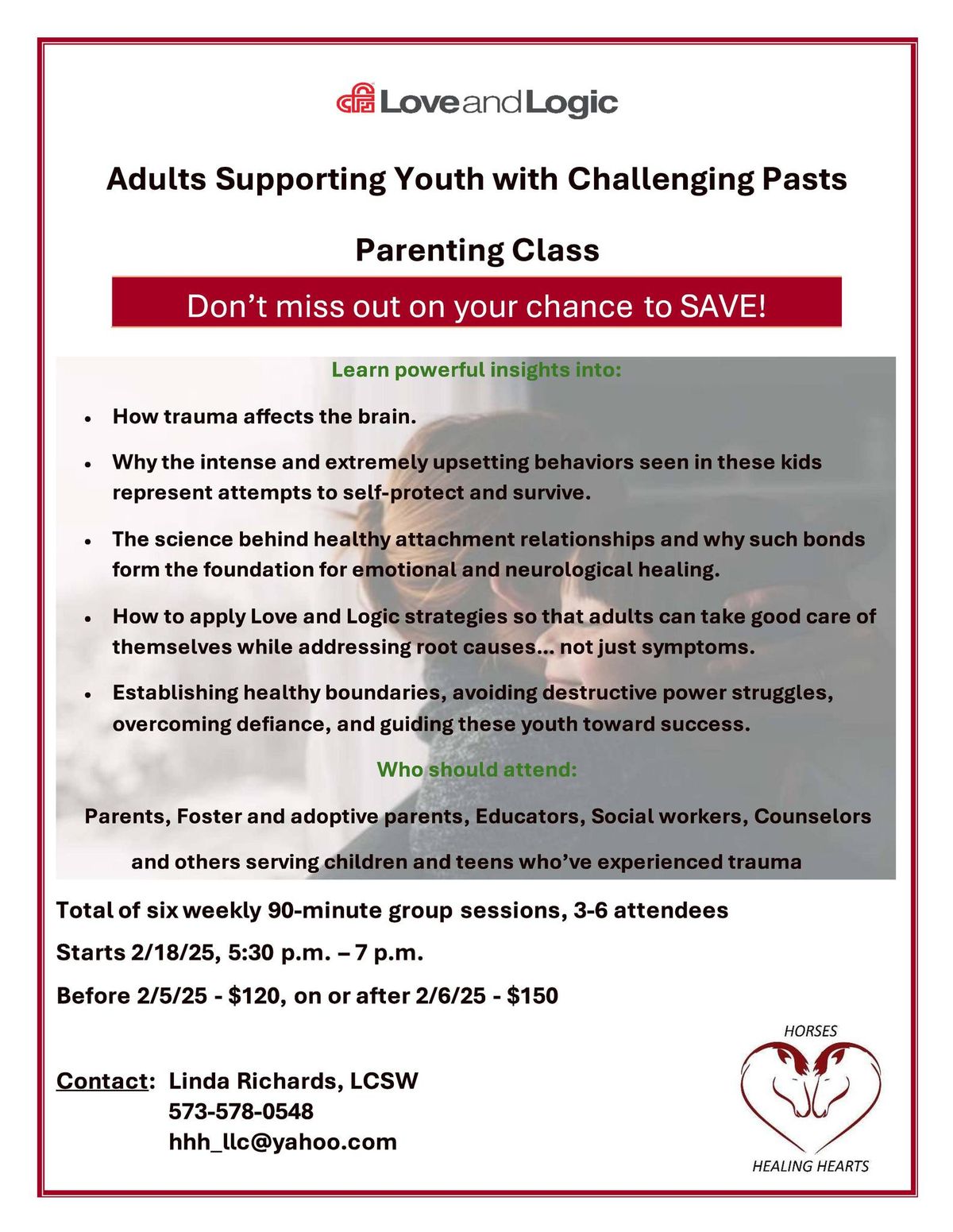 Love & Logic Parenting Class for Adults Supporting Youth with Challenging Pasts