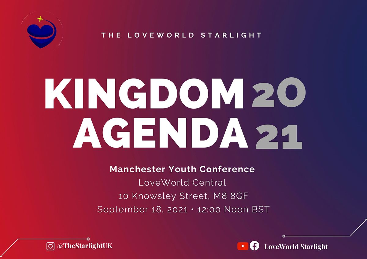 Manchester Youth Conference Kingdom Agenda 2021 10 Knowsley St Cheetham Hill 18 September 2021