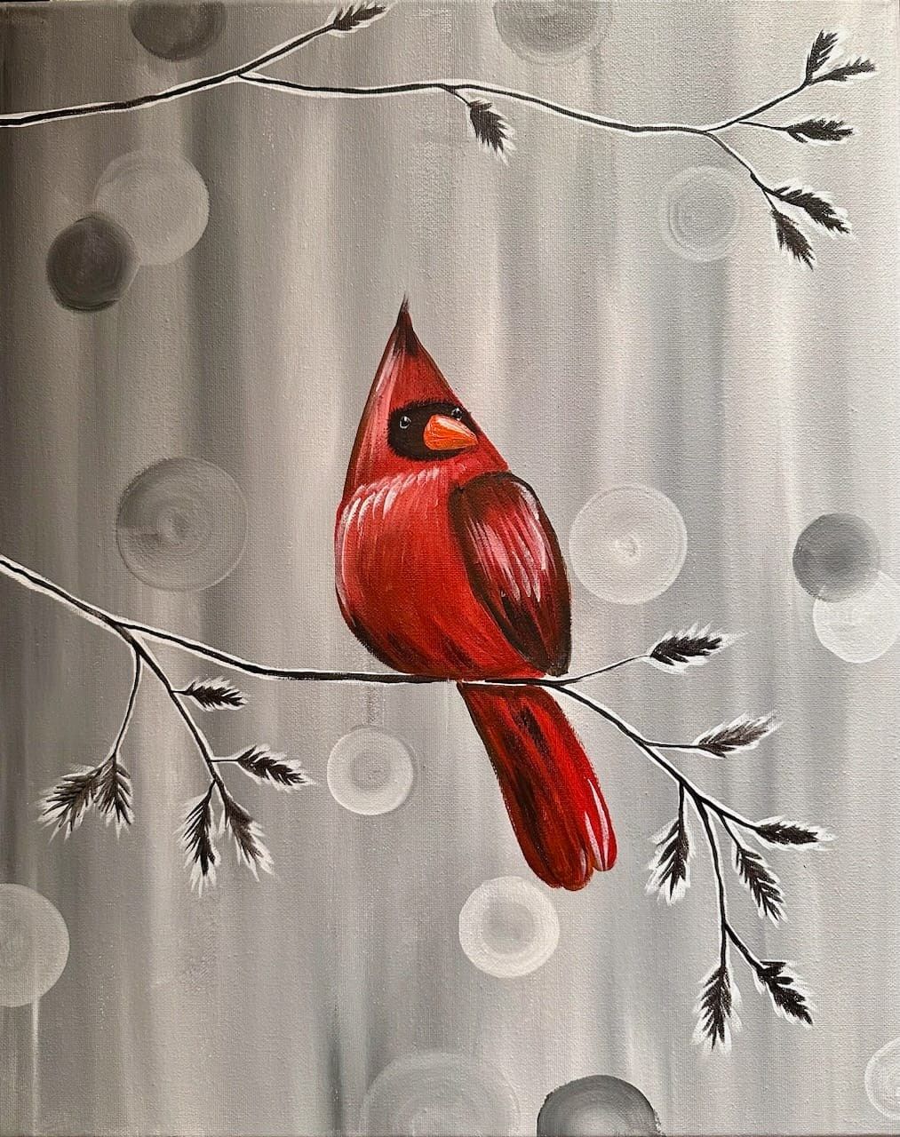 Winter Cardinal Paint and Sip