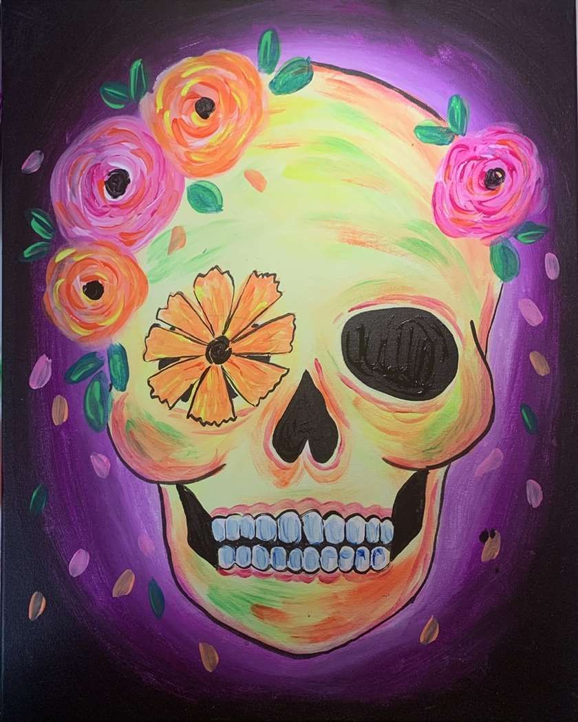 Blacklight Festive Calavera - Dia de los Muertos