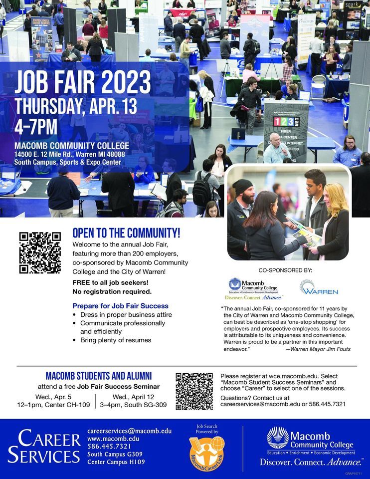 Warren Job Fair 2023, Community College Sports And Expo Center