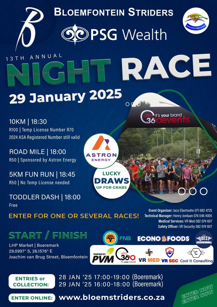 Bloemfontein Striders 13th Annual Night Race