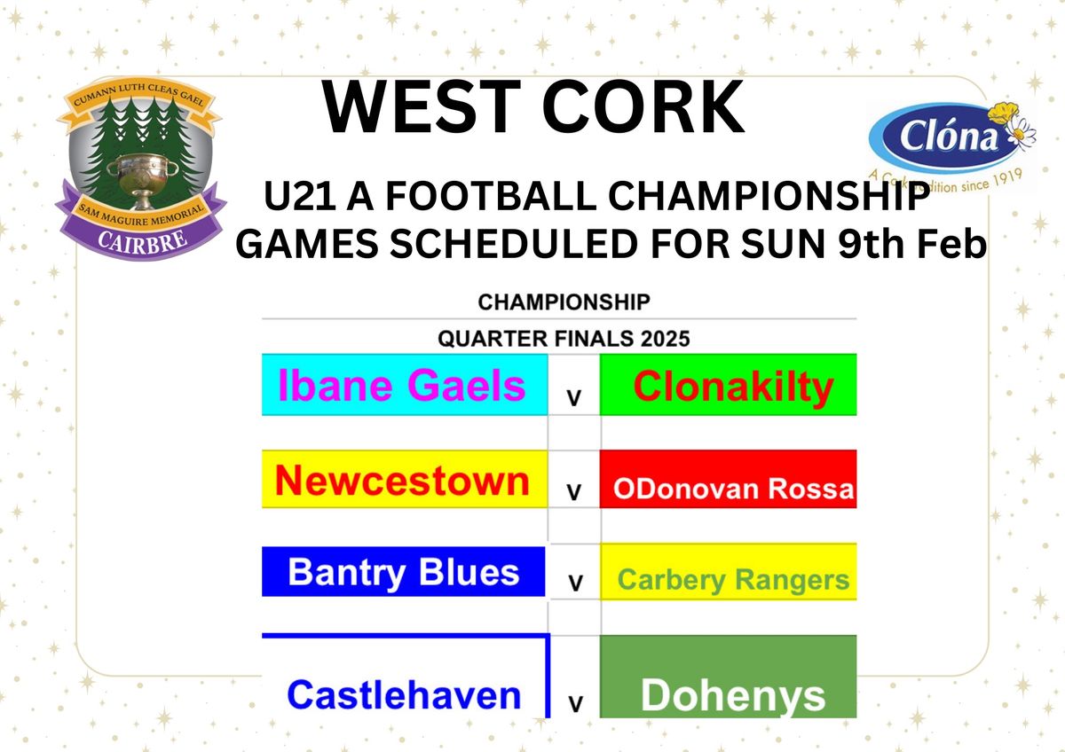 U21 Football Championship Qtr Final V Carbery Rangers in Drimoleague