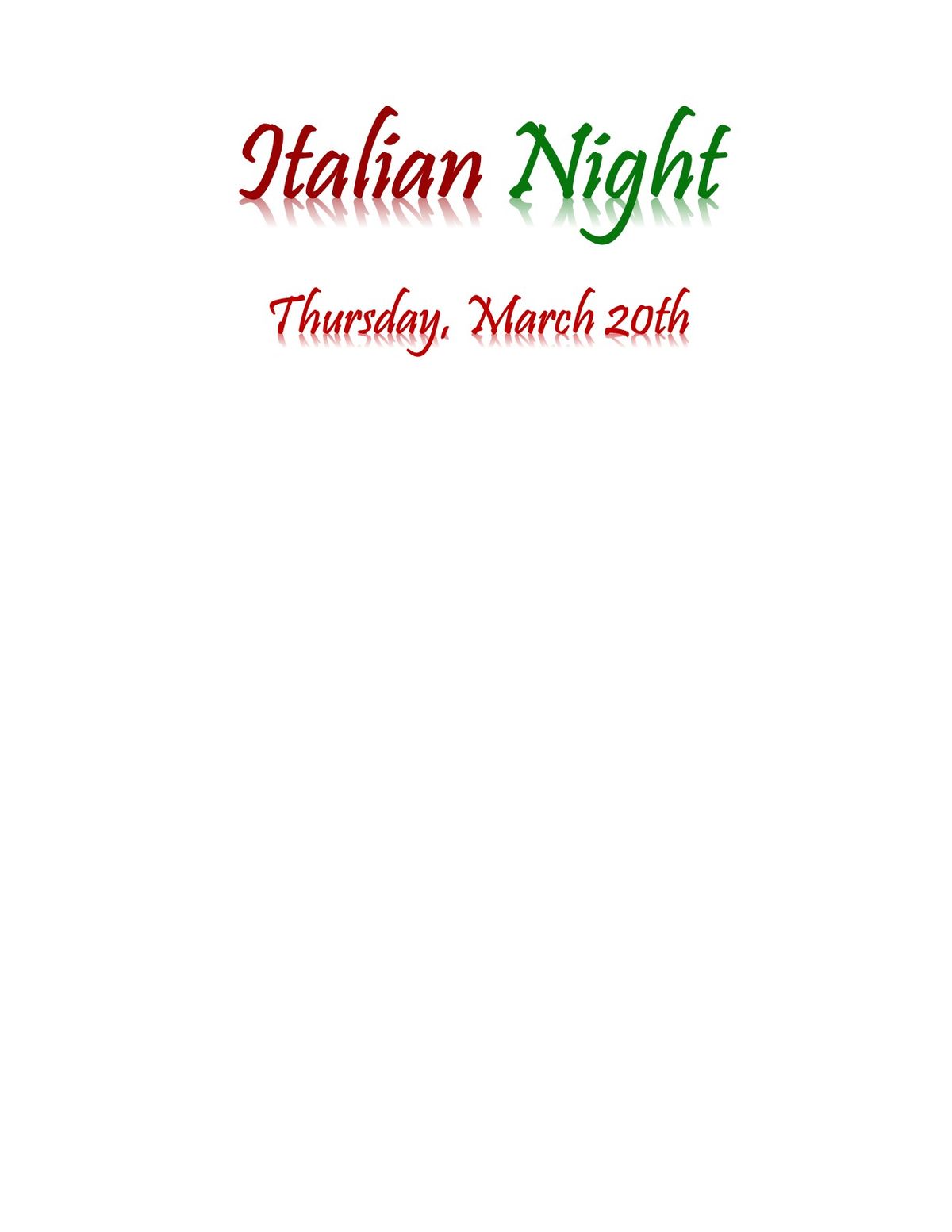 Passport Event: 4 Course Italian Dinner