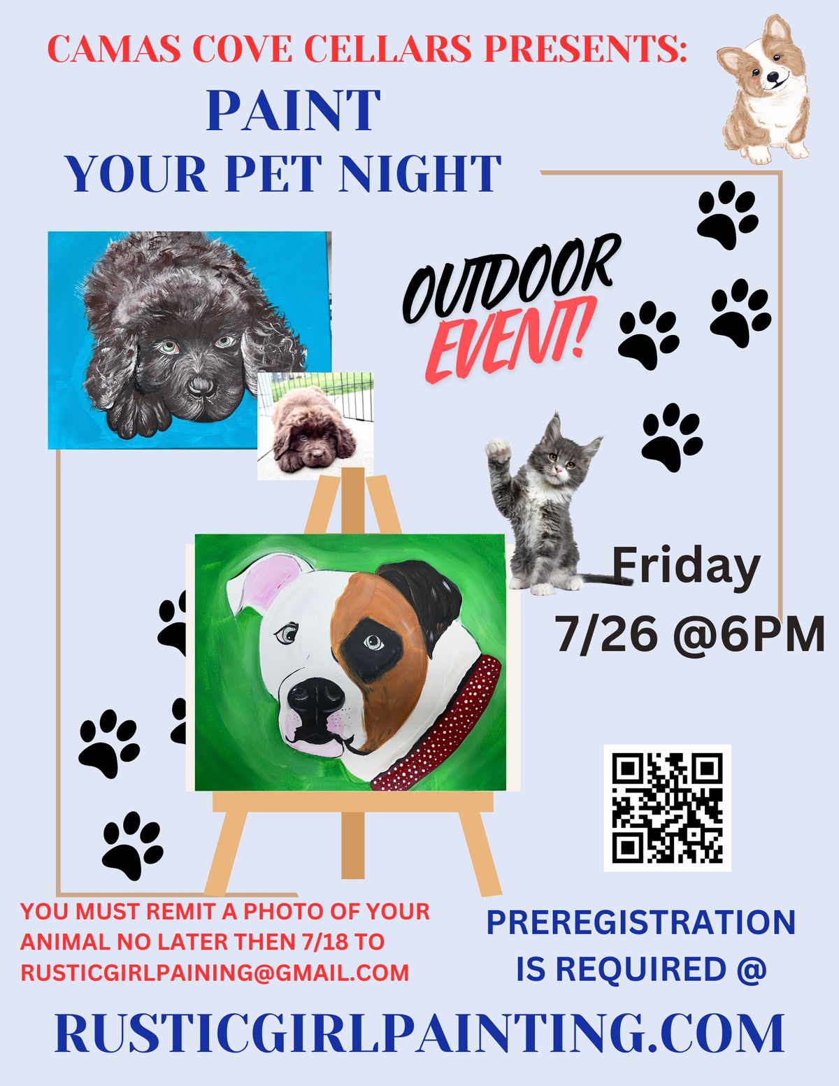 Paint your Pet Sip and Paint, outdoor event @Camas Cove Cellars