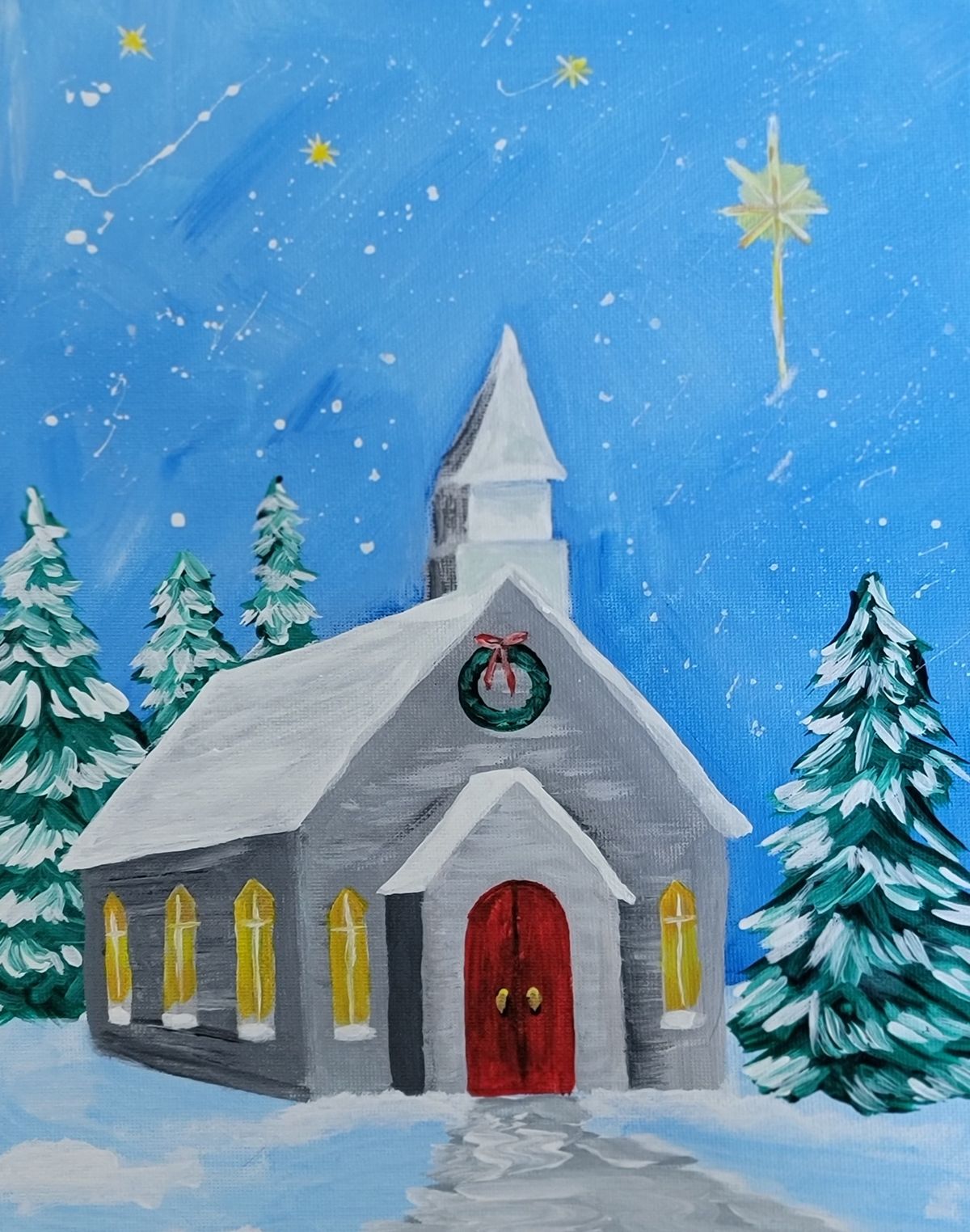 Acrylic Painting class- Christmas Church