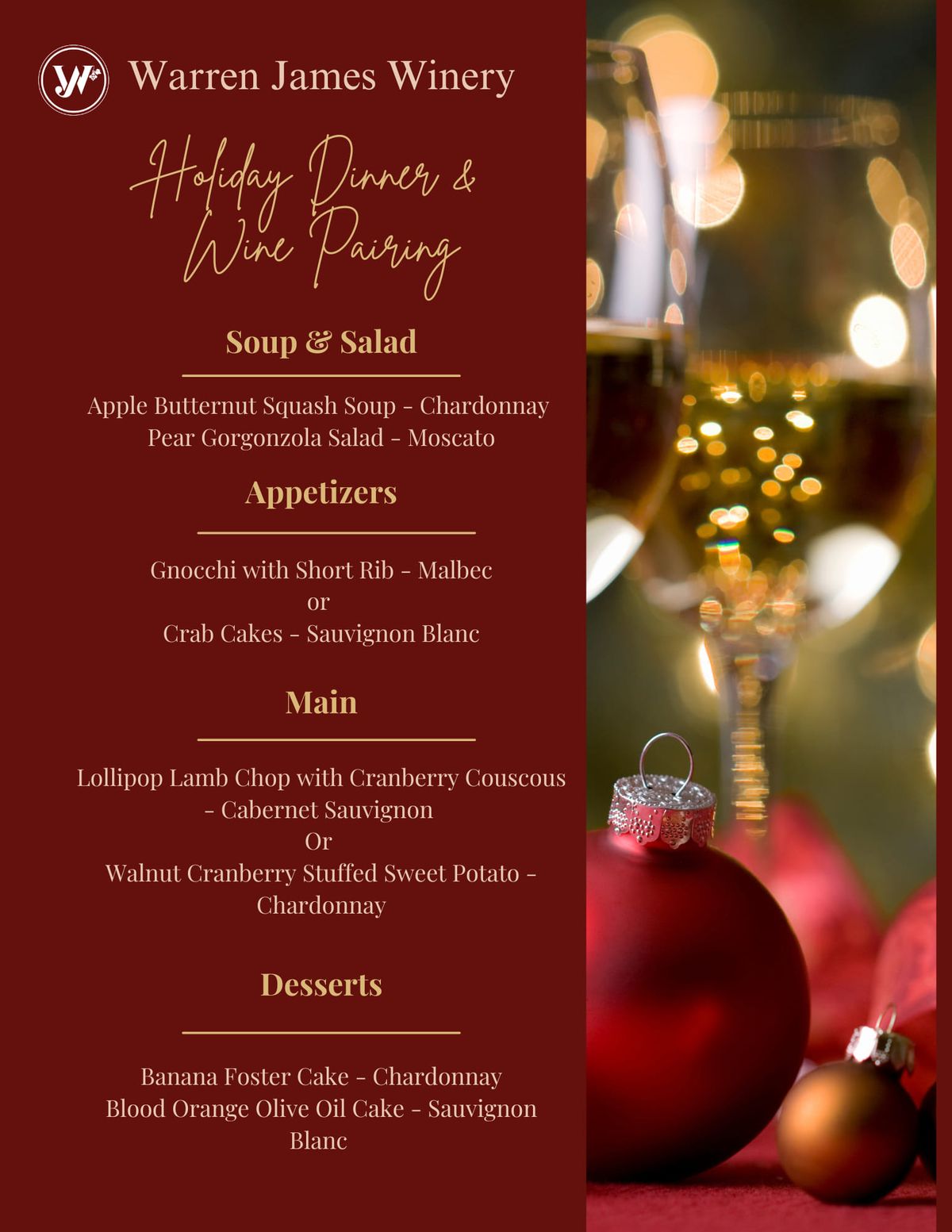 Holiday Dinner & Wine Pairing