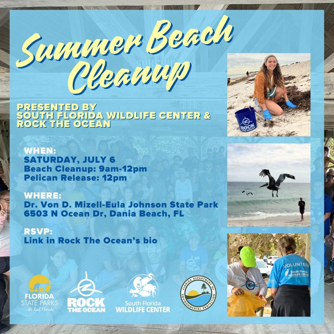 Summer Beach Cleanup Presented by South Florida Wildlife Center & Rock The Ocean