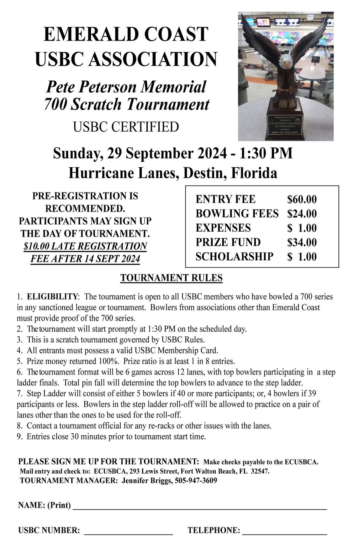 Pete Peterson Memorial 700 Scratch Tournament