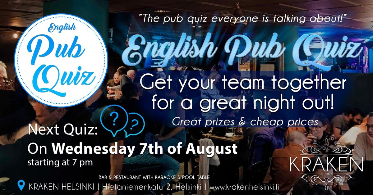 Pub Quiz in English, August 2024