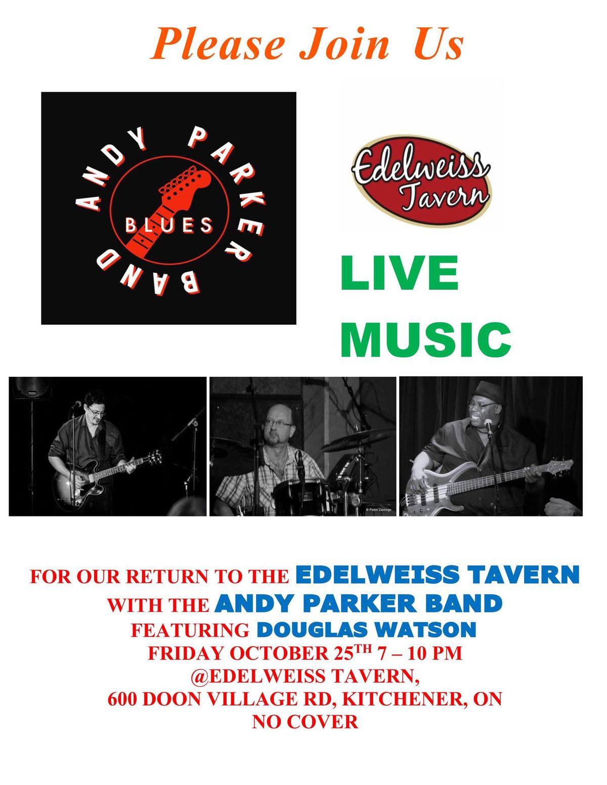 ANDY PARKER BAND featuring DOUGLAS WATSON @ EDELWEISS TAVERN