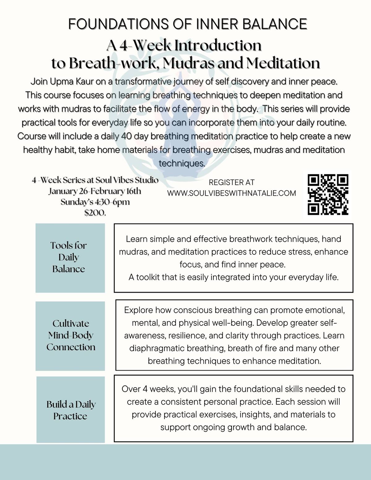 Foundations of Inner Balance- A 4-Week Introduction to Breath-work, Mudras, and Meditation