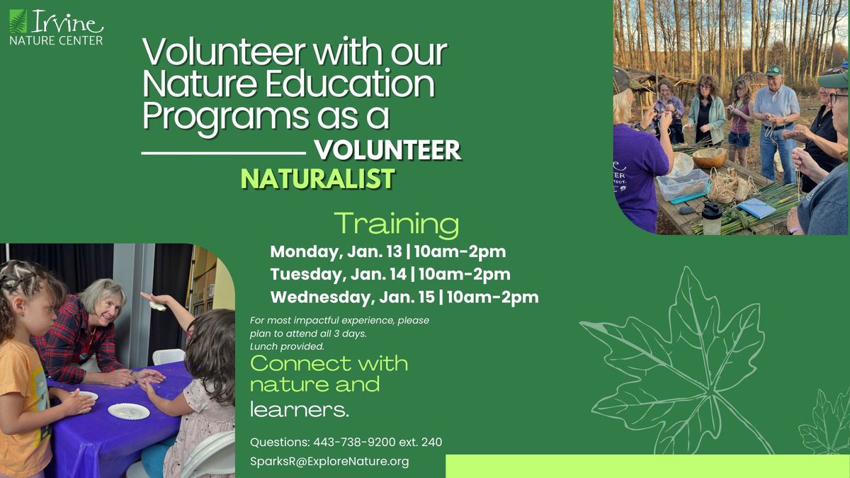 Volunteer Naturalist Training at Irvine Nature Center 