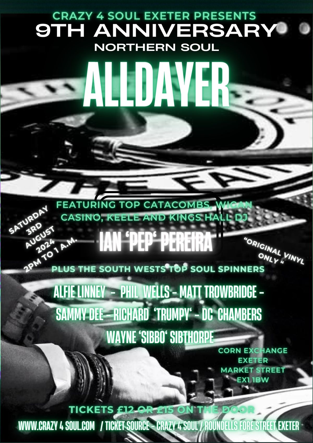 Exeter - CRAZY 4 SOUL 9th Anniversary Alldayer Sat 3rd August 2024