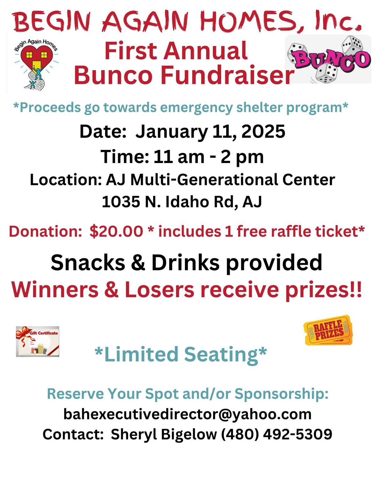 First Annual Bunco Fundraiser