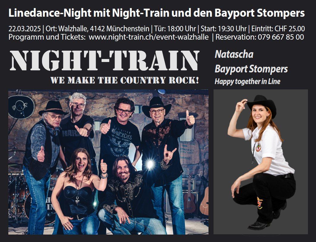 Linedance-Night in der Walzhalle M\u00fcnchenstein\/BL mit Night-Train und den Bayport Stompers!