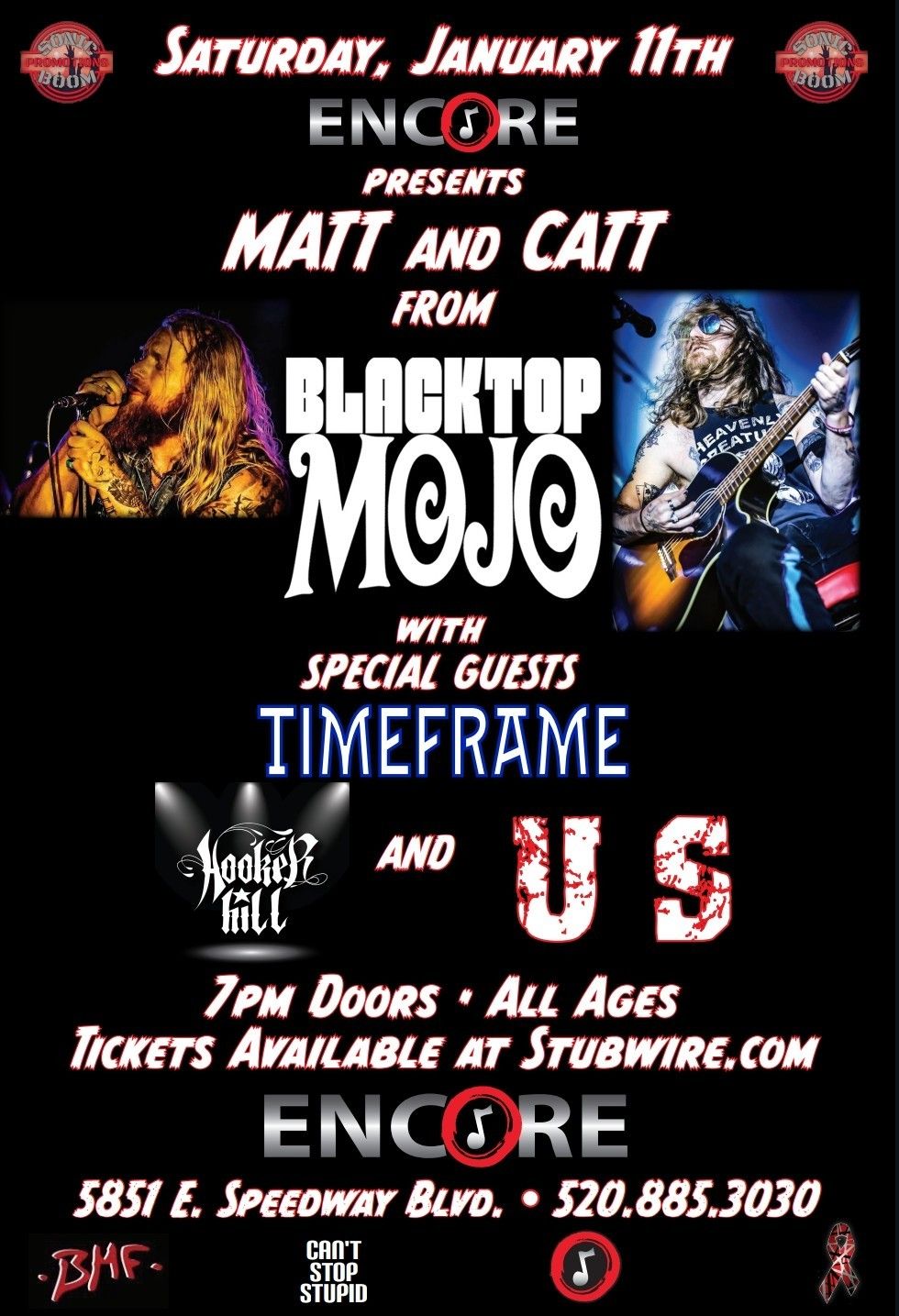 MATT & CATT From BLACKTOP MOJO With special guests TIMEFRAME,HOOKER HILL and U S