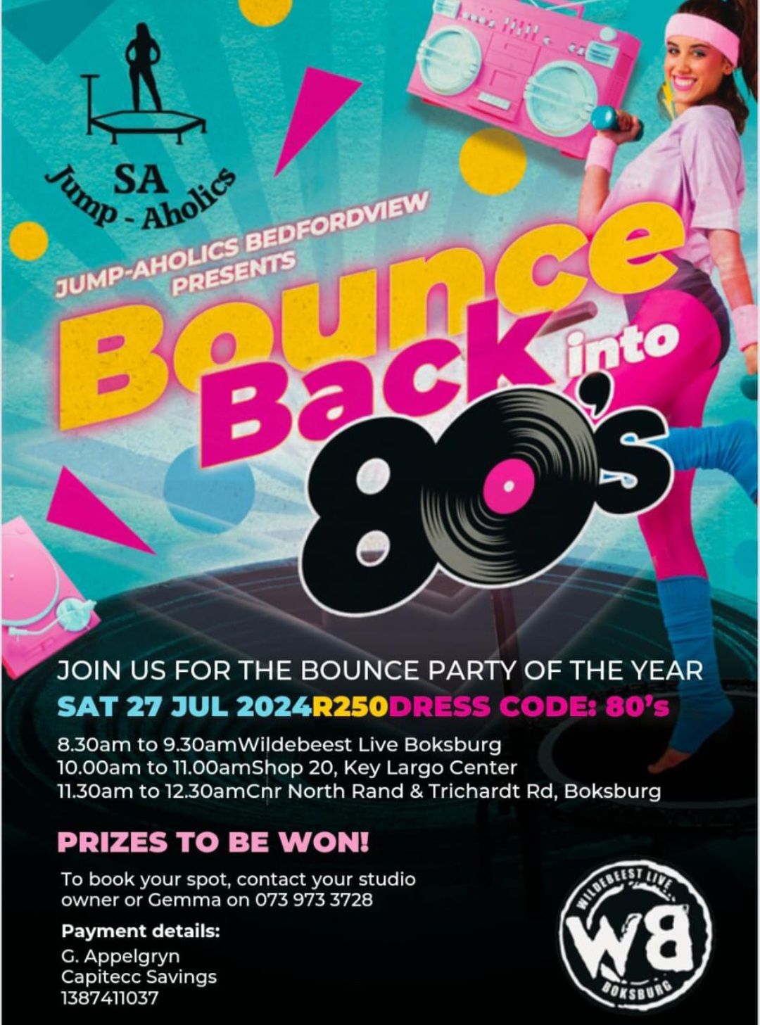 Bounce Back to the 80s- REBOUNDING FITNESS PARTY