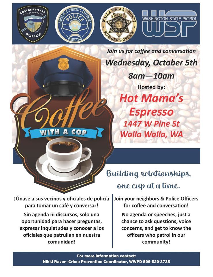 Coffee with a Cop, Hot Mama's Espresso, Walla Walla, 5 October 2022