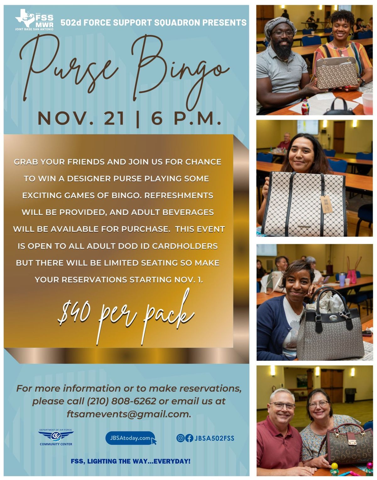 Purse Bingo Night - JBSA Fort Sam Houston Community Center