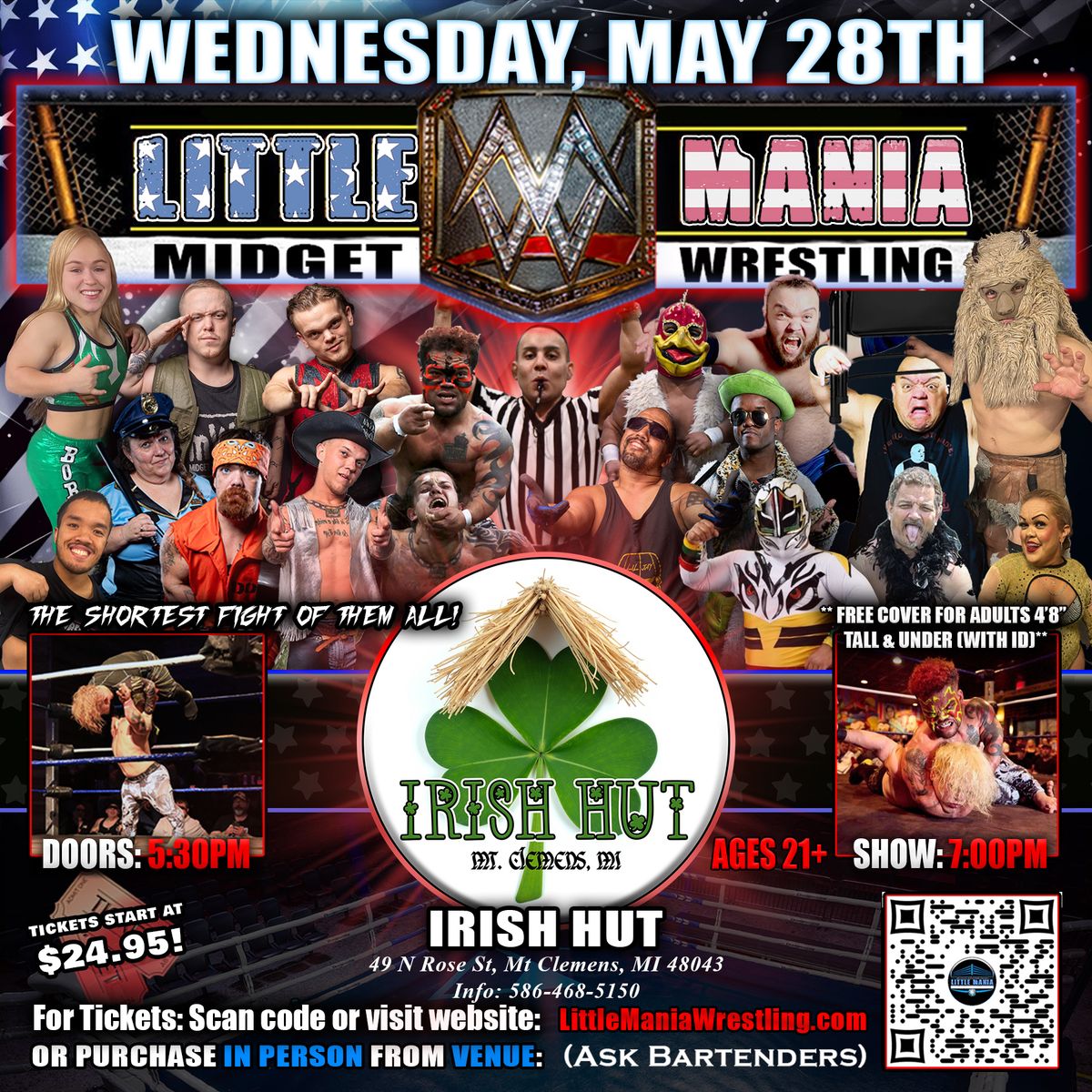 Mt Clemens, MI - Midget Wrestling All * Stars @ Irish Hut "The Shortest Fight of Them All!"