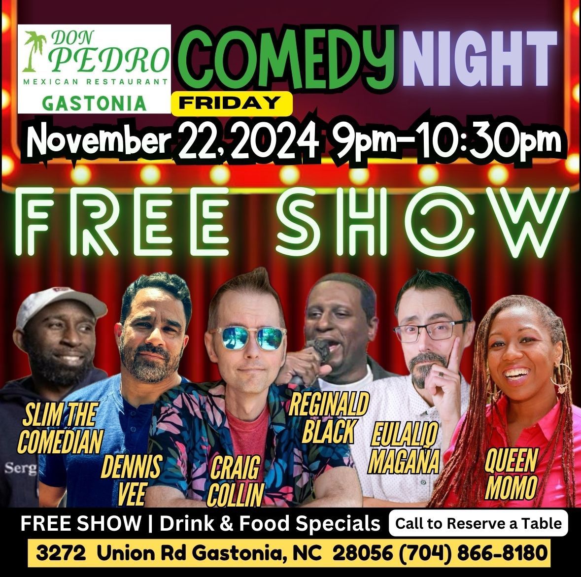 FREE Comedy Show at Don Pedro\u2019s Gastonia NC 