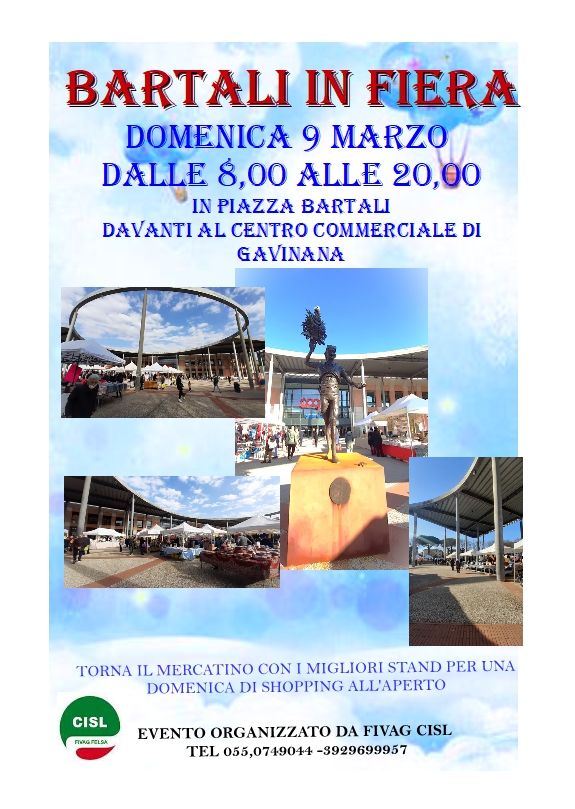 Piazza Bartali in fiera - domenica 9 marzo davanti la coop di Gavinana