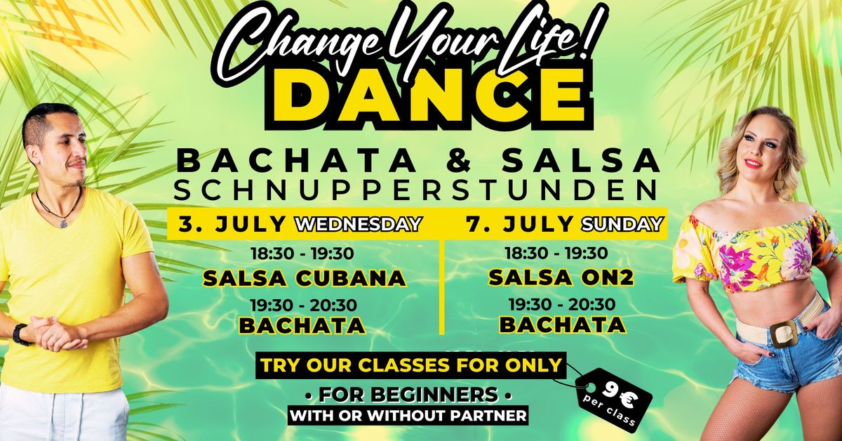 BACHATA & SALSA SCHNUPPERSTUNDE | TRIAL CLASSES FOR BEGINNERS - JULY