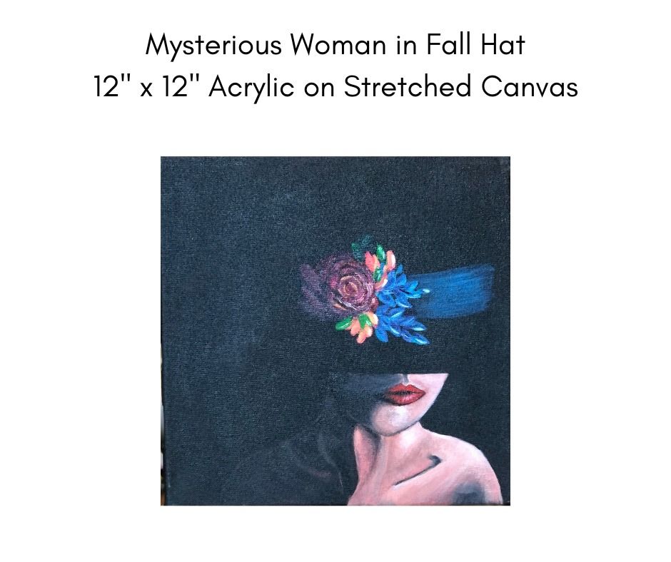 Mysterious Woman in Fall Hat Sit and Paint at Nature's Nook