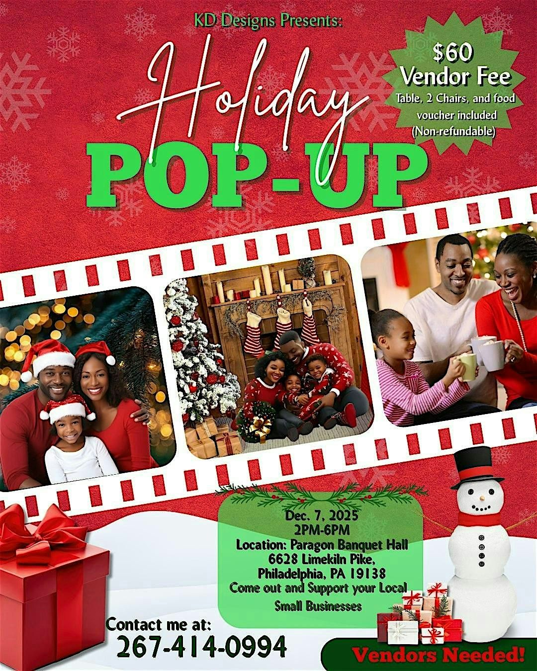 Holiday Pop Up Shop-Vendors Needed