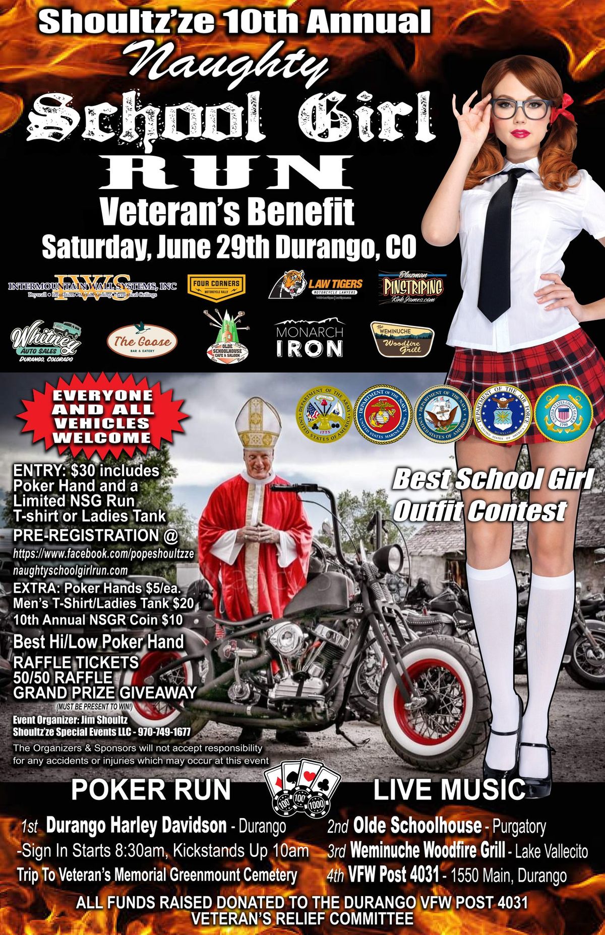 "10th ANNIVERSARY" Naughty School Girl Run-Durango CO. Shoultz'ze Veterans Benefit