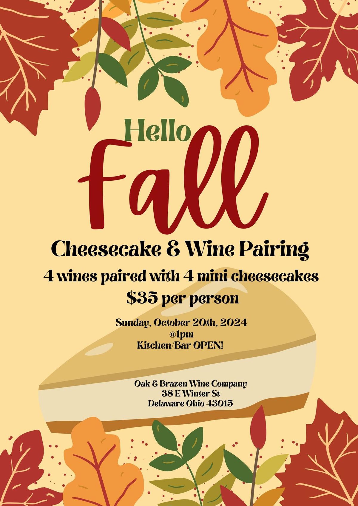 Fall Cheesecake & Wine Pairing! 