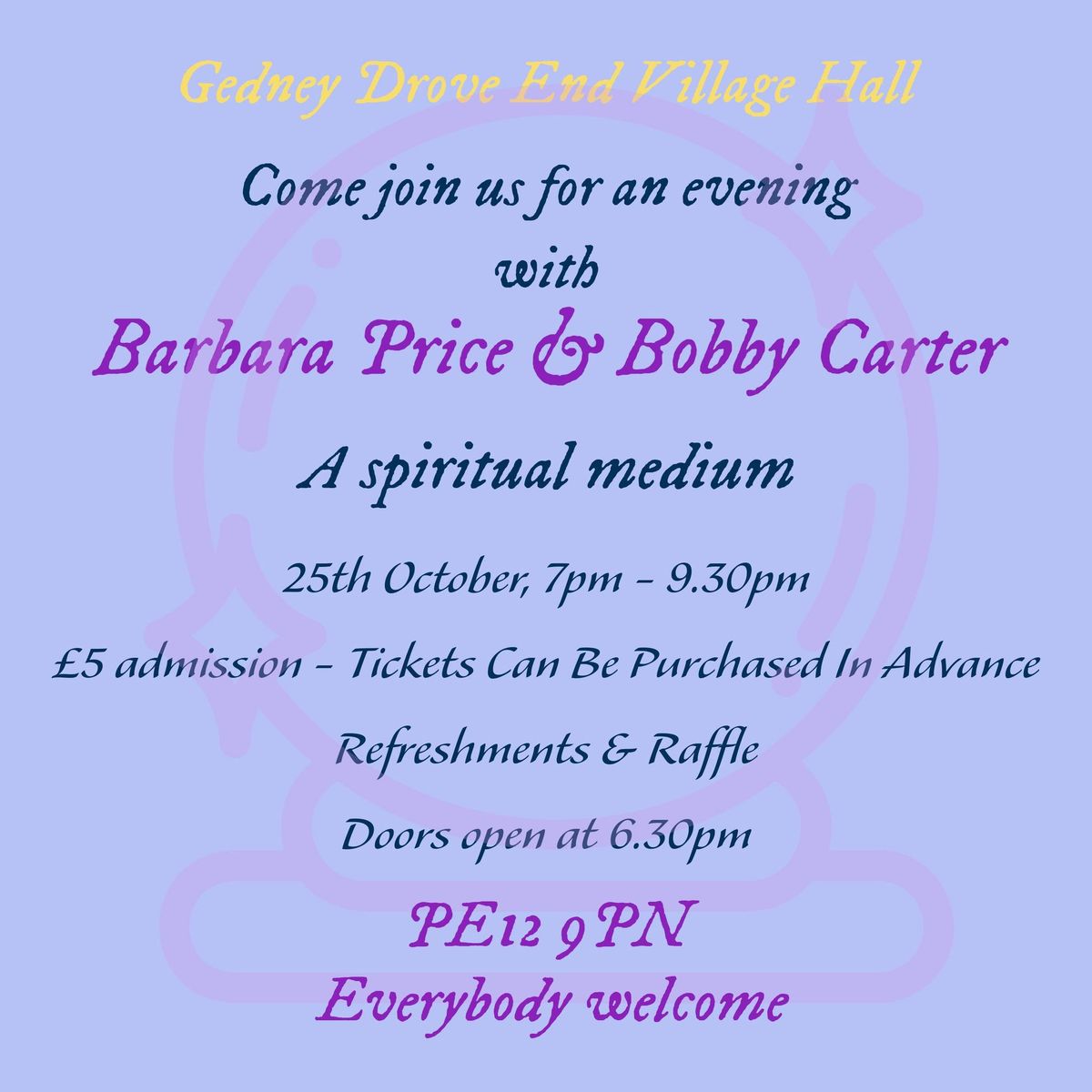 A spiritualist night with Barbara Price & Bobby Carter