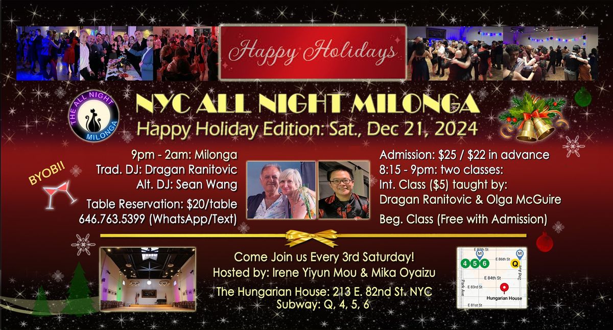 Dec 21 All Night Milonga @ Hungarian House - Happy Holiday Edition!!