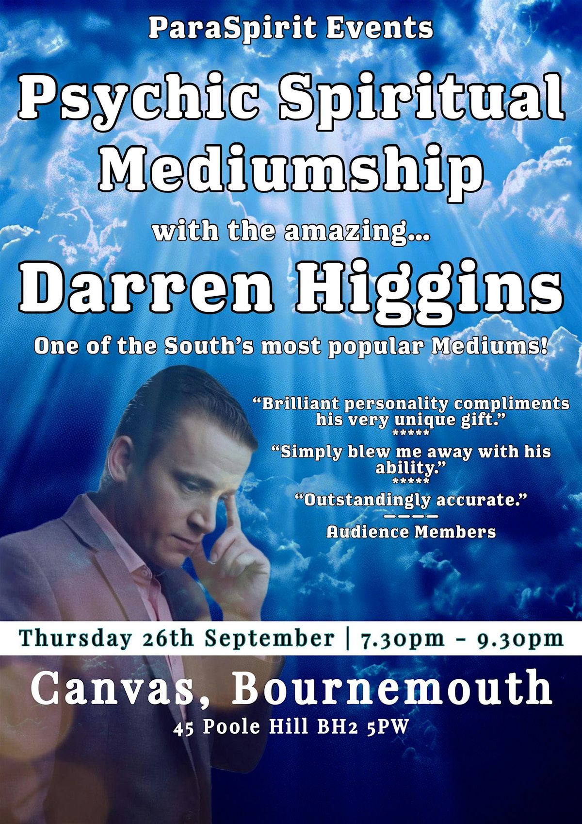 Psychic Spiritual mediumship with the amazing... Darren Higgins