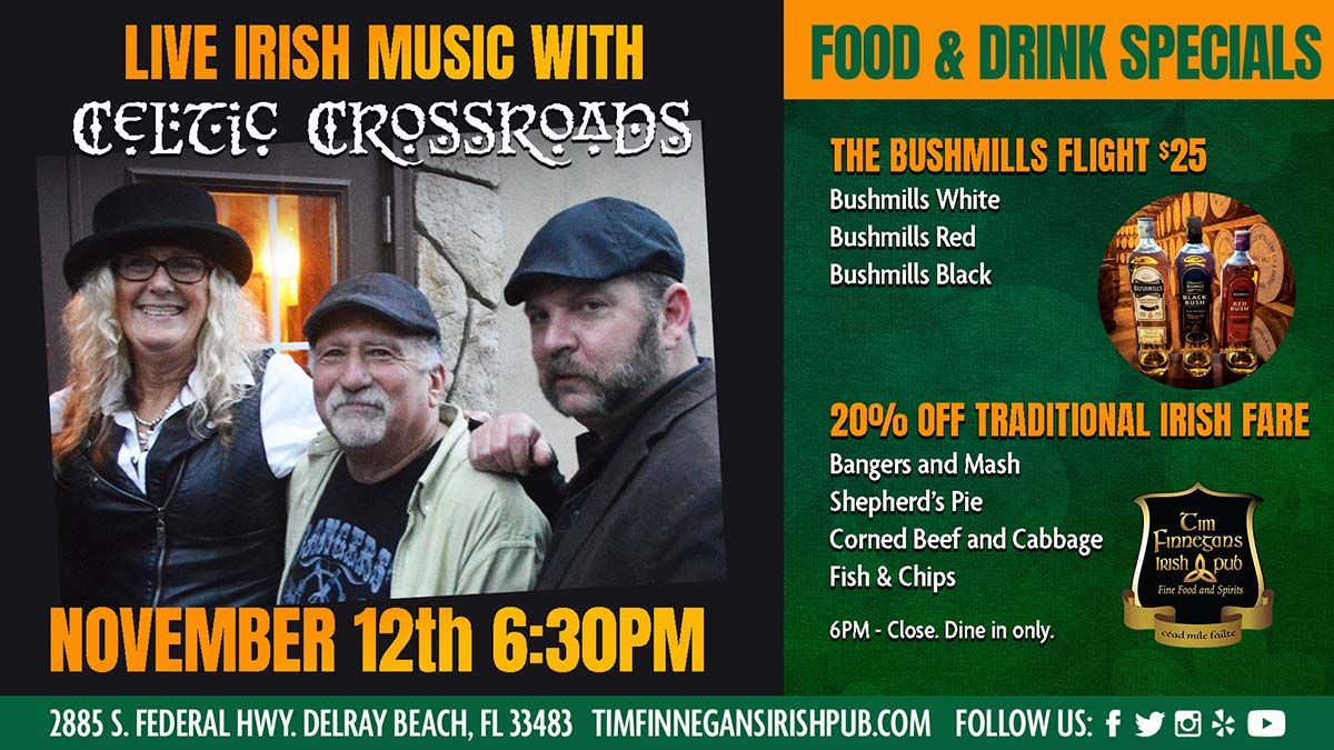 Live Irish Music with Celtic Crossroads \u2013 Irish Food & Drink Specials