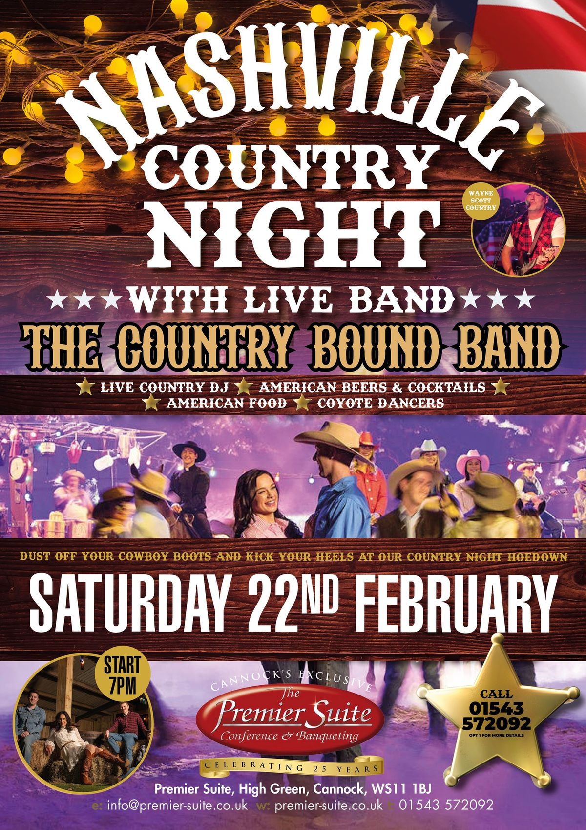 Nashville Country Night with Live Band  - The Country Bound Band at The Premier Suite Cannock