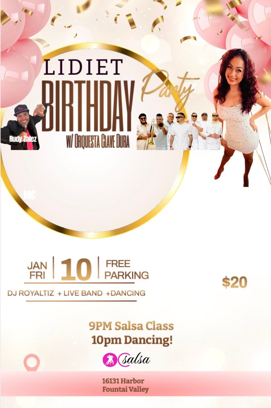 Lidiet's B Day Bash w\/ LIVE SALSA Band Friday 1\/10\/25